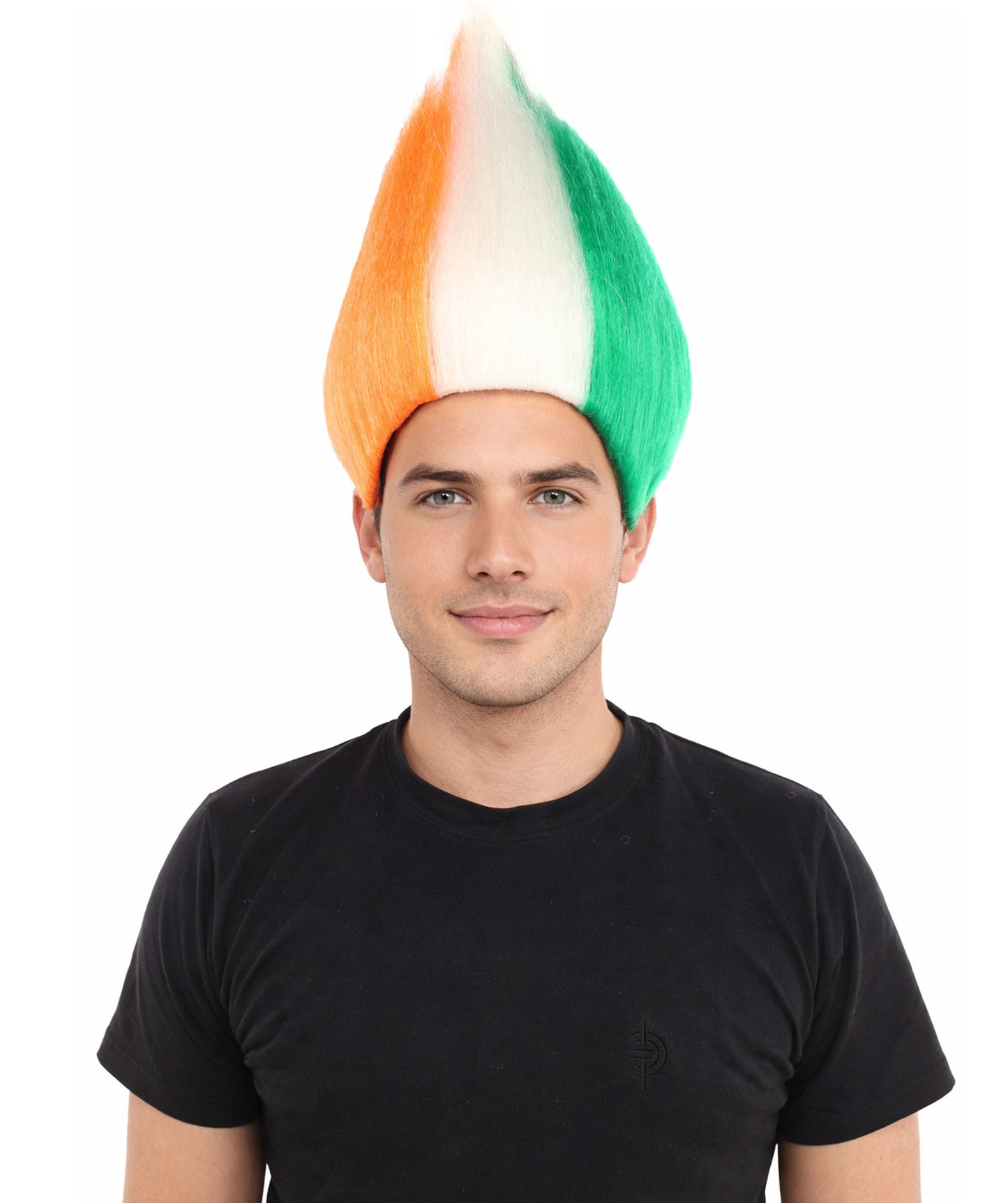HPO Unisex Côte d’Ivoire Flag Troll Wig – Orange, White, and Green Spiky Hair | Ideal for Sports Football, Sports Events & National Celebrations