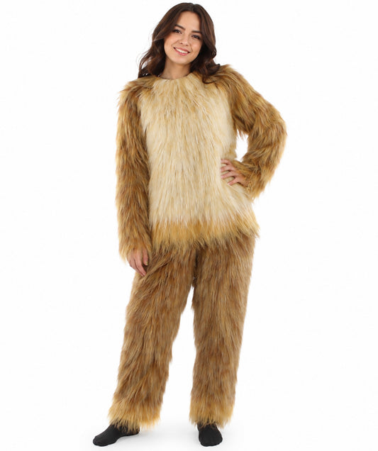 Furry Fox Collection | Women's White and Brown Straight Long Furry Fox Fancy  Costume with Tail