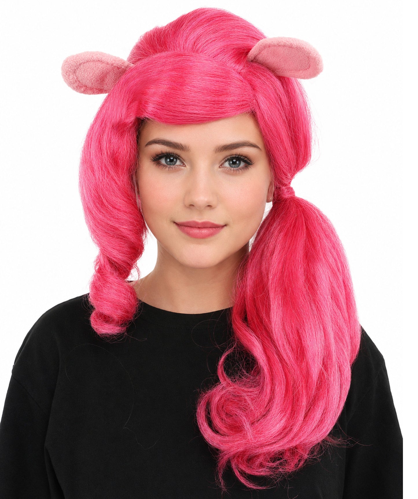 HPO Women’s 20” Pink Ponytail Wig with Cute Accessory | Fun Hairpiece for Halloween, Cosplay Parties & Roleplay | Capless Cap Design