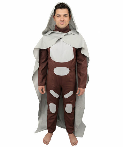 HPO Men's Fictional Character Long Grey & Brown Costume, Perfect for Halloween, Flame-retardant Synthetic Fabric