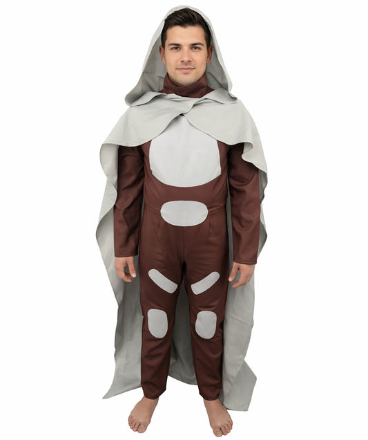 HPO Men's Fictional Character Long Grey & Brown Costume, Perfect for Halloween, Flame-retardant Synthetic Fabric
