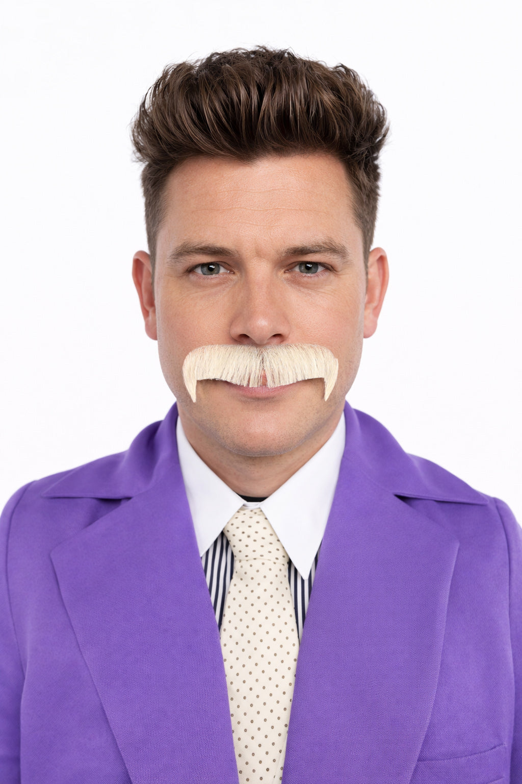 Premium Horseshoe Facial Hair White & Blonde Moustache | HPO