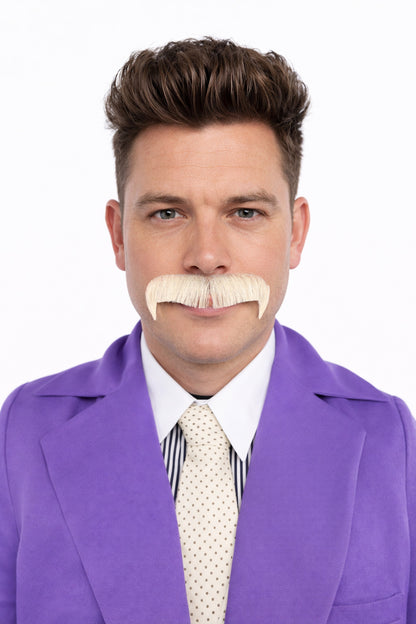 Premium Horseshoe Facial Hair White & Blonde Moustache | HPO