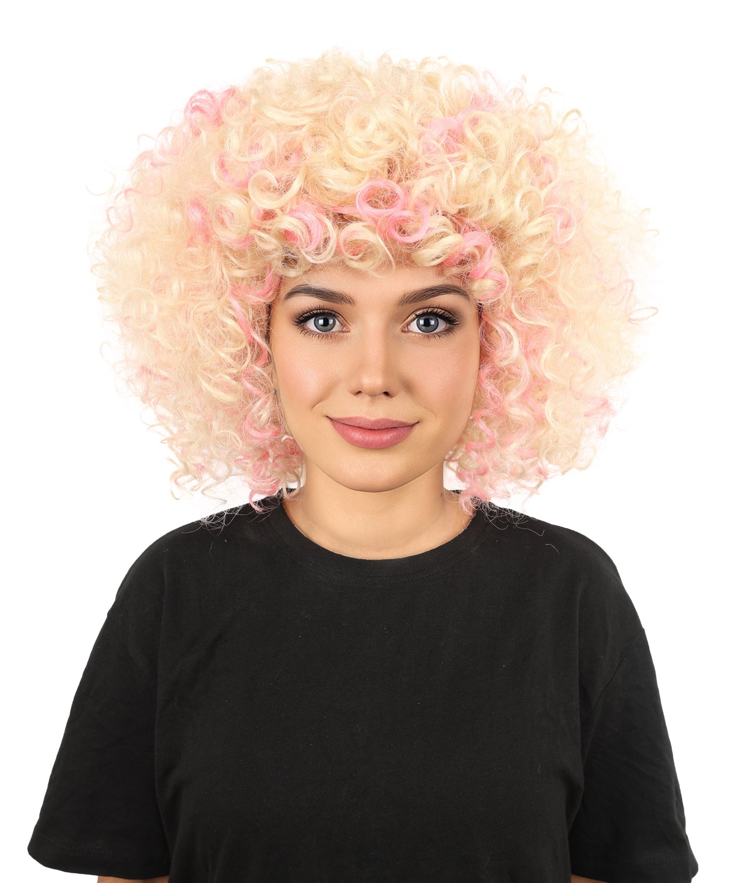 HPO Women's Medium Curly Pop Star Wig | Sleek Synthetic Hairstyle with Bold Vibes | Cosplay, Halloween , Stage Performance & Festival Fashion