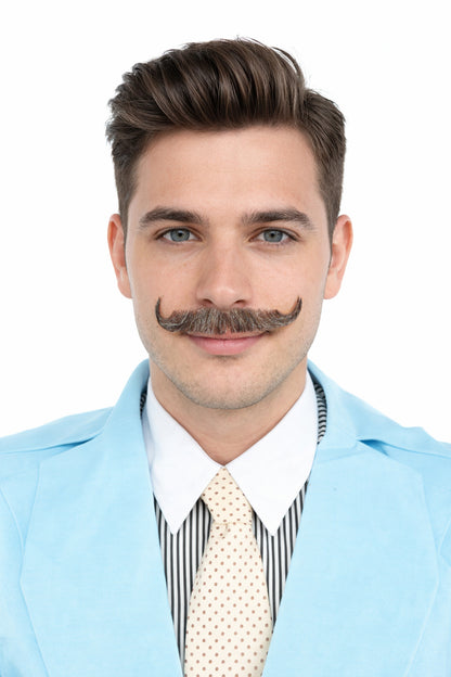 HPO Men's Classic Holiday Doc Mustache | Multiple Colors | Novelty False Facial Hair | Costume Accessory for Adults