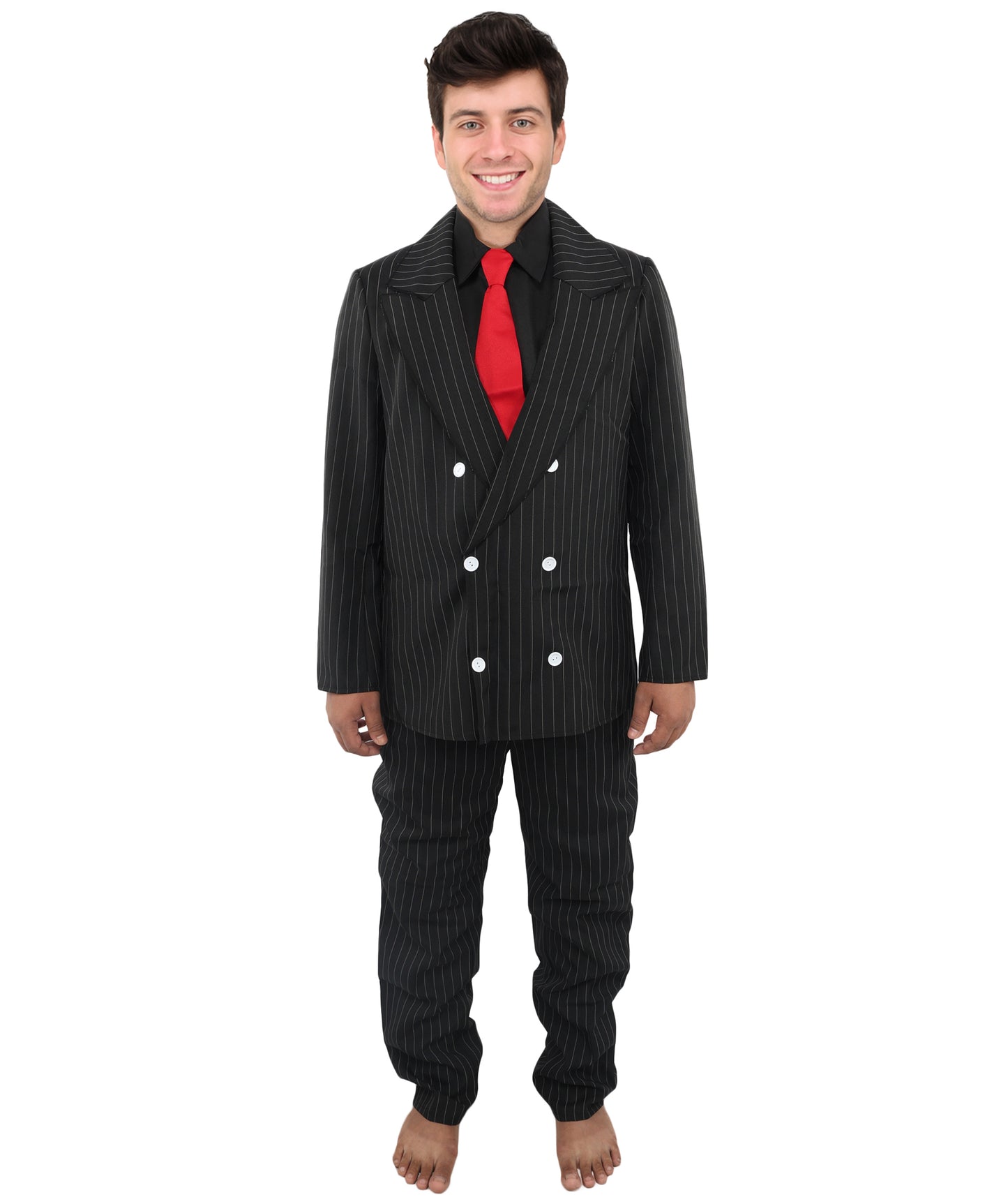 HPO Men's Black Tuxedo Suit Costume  | Formal Top & Pant Cosplay Outfit | Perfect for Halloween Parties & Theme Events