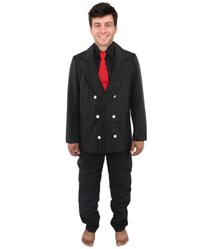 HPO Men's Black Tuxedo Suit Costume  | Formal Top & Pant Cosplay Outfit | Perfect for Halloween Parties & Theme Events