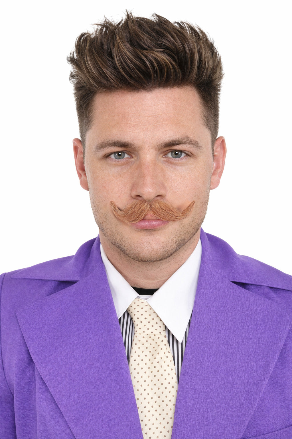 Men's Handlebar Fake Human Hair Mustache | Brown Facial Hair | HPO