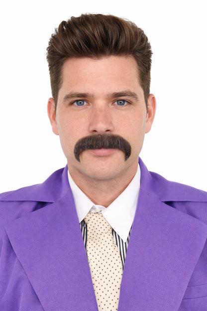 HPO  Men's Horseshoe Fake Human Hair Mustache | Facial Hair Multiple Colors Options