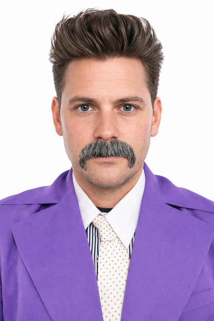 HPO  Men's Horseshoe Fake Human Hair Mustache | Facial Hair Multiple Colors Options