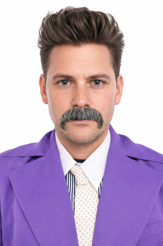 HPO  Men's Horseshoe Fake Human Hair Mustache | Facial Hair Multiple Colors Options