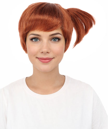HPO Adult Women's Anime Trainer Character Wig | Vibrant hue multicolor options, create of synthetic fiber, short choppy bob with high side ponytail, breathable base | Cosplay, Halloween, theater, party, performance, costume events