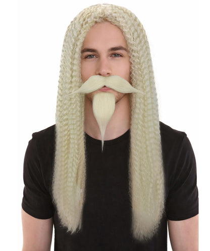 HPO Men's Curly Musketeer Wig Beard & Mustache Set | Multicolor Options | Halloween and Cosplay Wig | Flame-retardant Synthetic Fiber