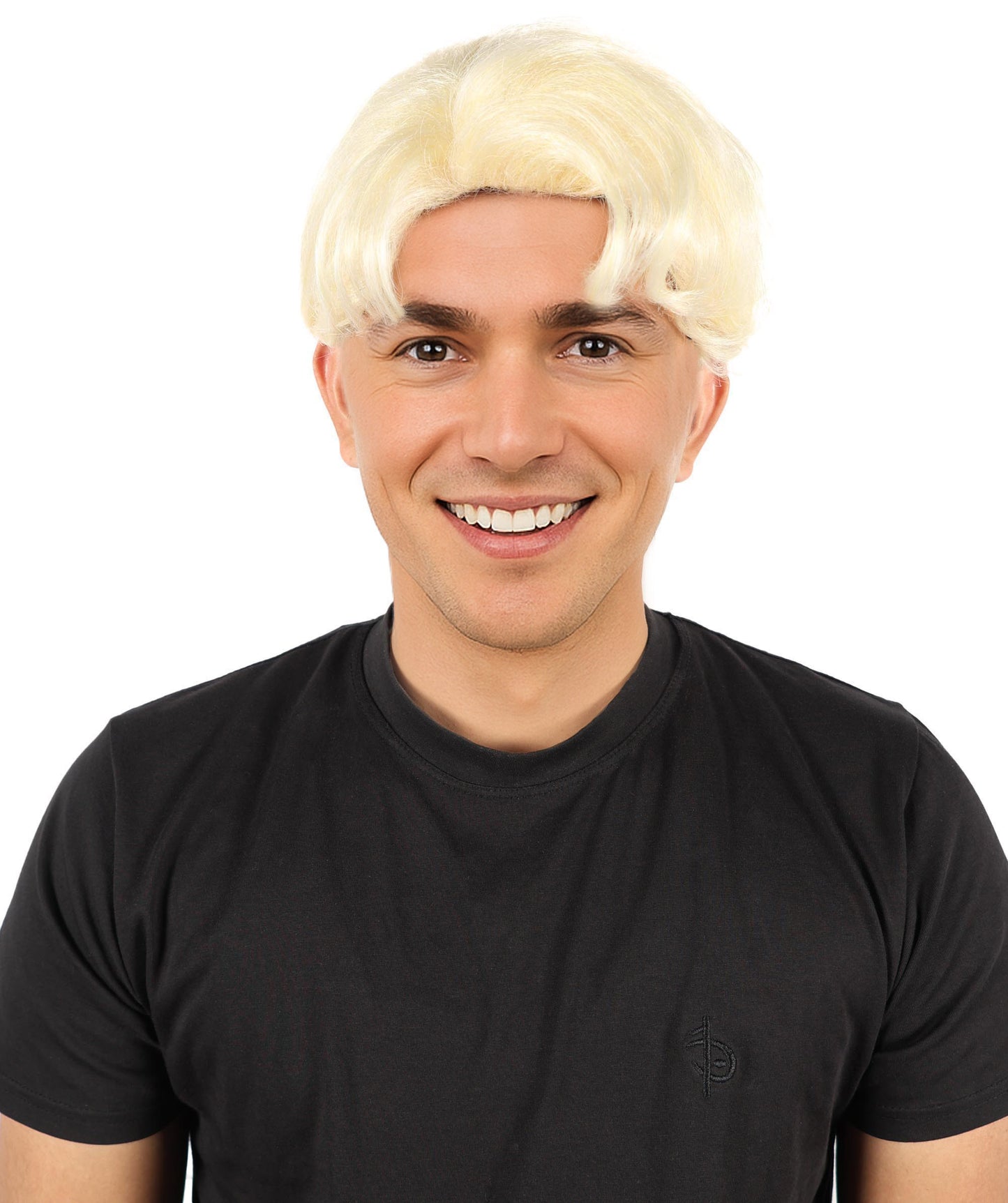 HPO Adult Men’s Short Layered K-Pop Style Blonde Wig - Clean Cut Performance Hairpiece with Modern Shape | Fits Naturally into Cosplay, Stage Looks, Halloween & Theme Events