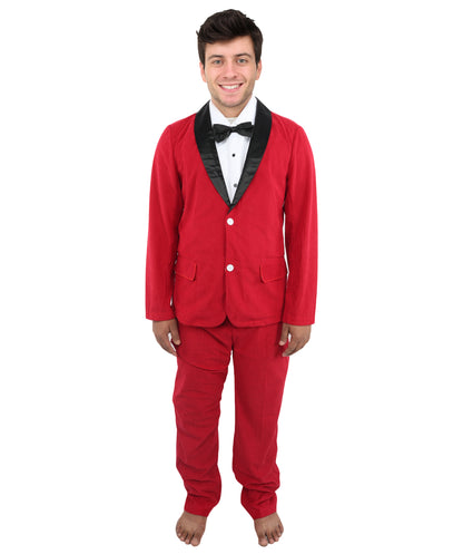 HPO Men's Red Tuxedo Suit Costume  | Formal Top & Pant Cosplay Outfit | Perfect for Halloween Parties & Theme Events