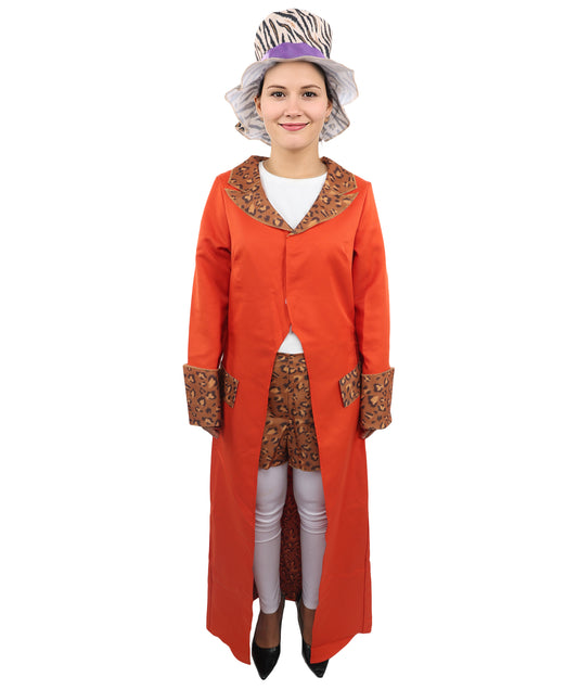 HPO Women's Victorian Long Coat Costume with Hat & Red Dress | Vintage Lady Outfit for Halloween, Parties, Stage Shows & Historical Events