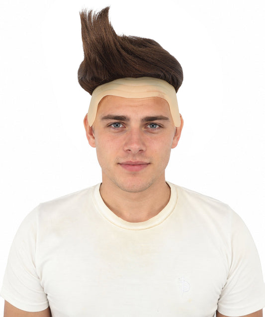 Adult & Teen Men's Brown Cartoon Wig | Short Pointed Top Costume Hairpiece with Retro Shape | Ideal for Halloween, Cosplay, Theatre, Roleplay and Party Accessory