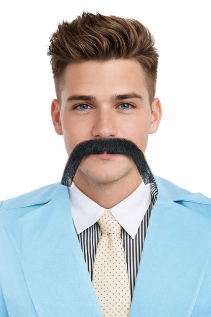 HPO Men's Long Cowboy Mustache Novelty False Facial Hair Costume Accessory