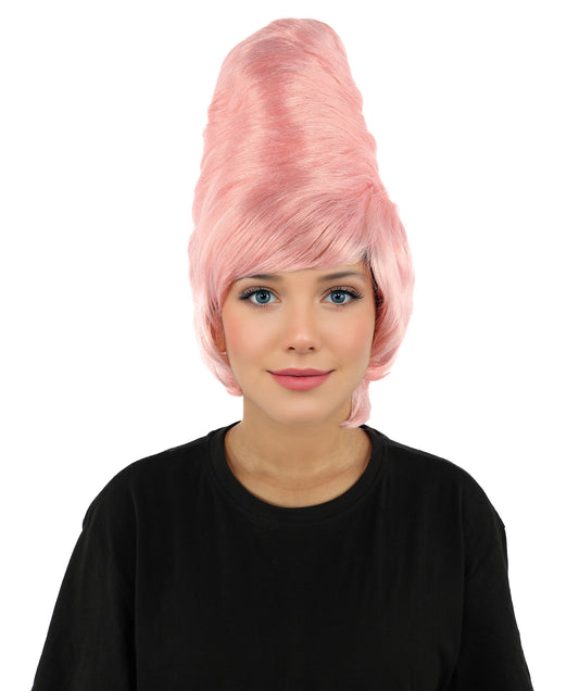 HPO Women's Classic 60s Updo Bouffant Wig | Medium Size Coral Retro Vintage Hairpiece for Women | Lightweight Synthetic Wig for Parties