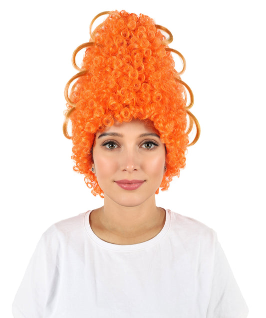 HPO Women's Fancy Bouffant Orange Wig | Medium Retro Updo Hairpiece for Women | Adjustable Inner Straps Cap | Lightweight Wig for Parties & Cosplay