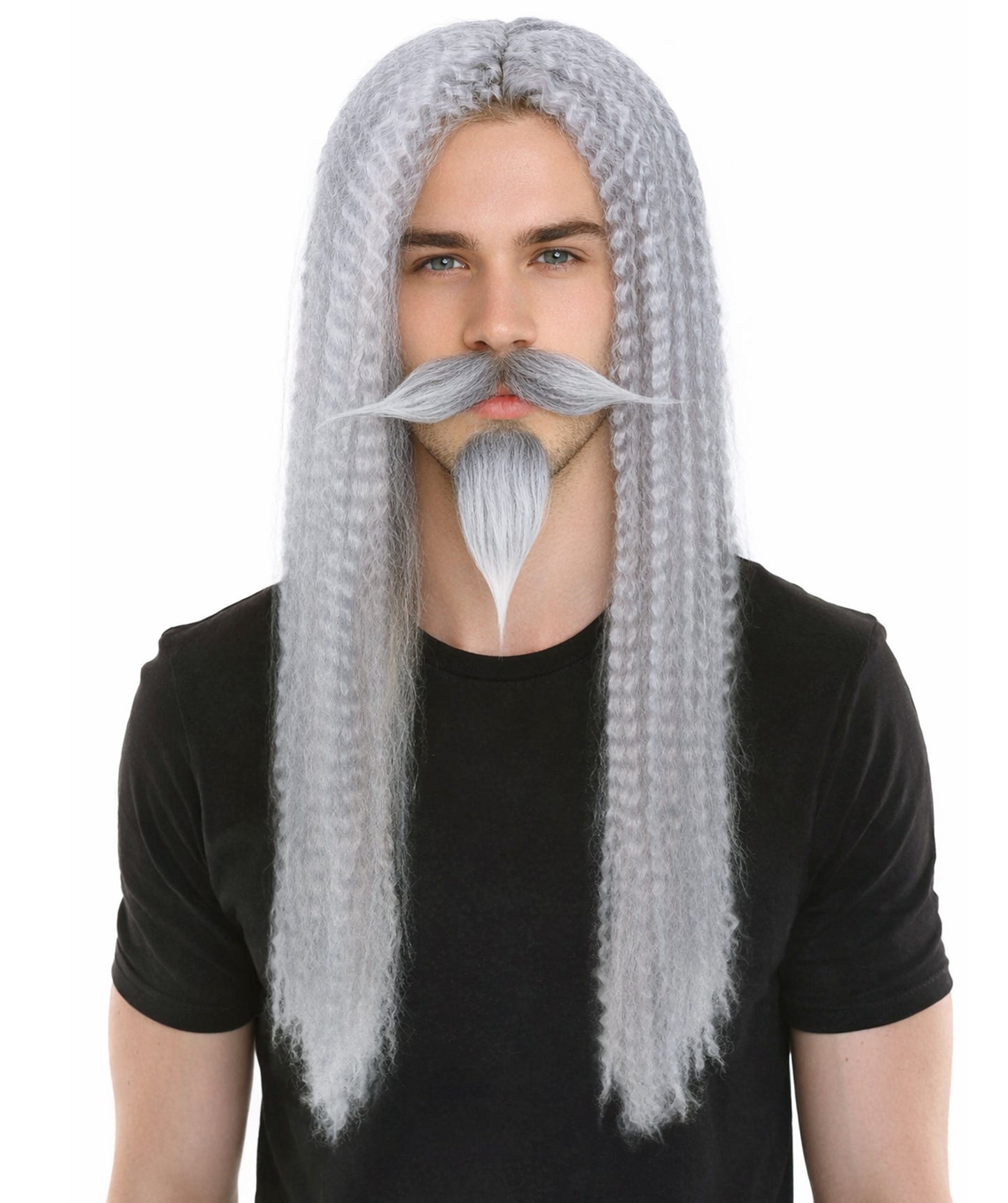 HPO Men's Curly Musketeer Wig Beard & Mustache Set | Multicolor Options | Halloween and Cosplay Wig | Flame-retardant Synthetic Fiber