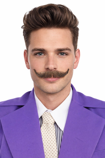HPO  Men's Fake Human Hair Virtual Salesman Mustache | Brown Color