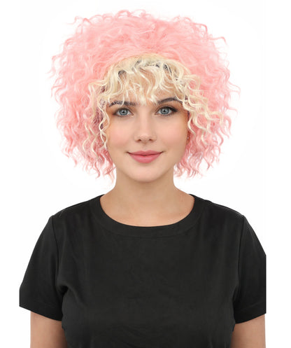 HPO Adult Women's Messy Teased Spiky Multicolor Wig | Curly Two-tone vibrant hue, create of synthetic fiber, extreme textured volume, breathable capless base | Party, Halloween, theater, drag, performance, costume events