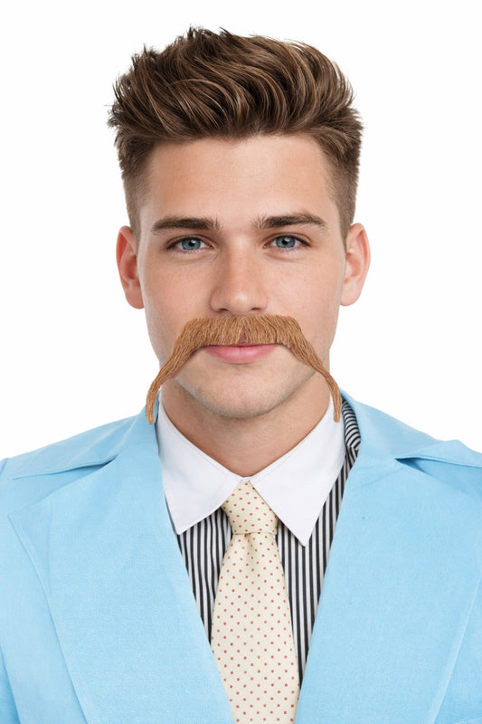 HPO  Men's Fake Human Hair Walrus Mustache | Brown Color