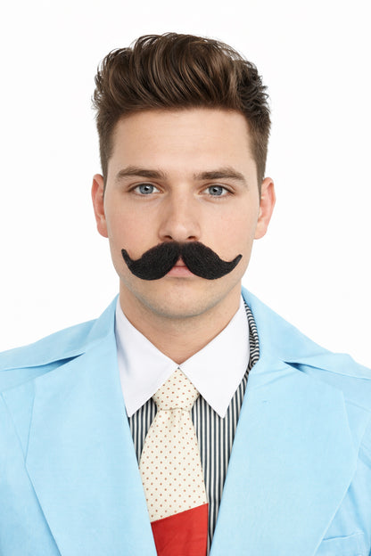 Men's Hook Style Moustache Set | Black Fancy Facial Hair