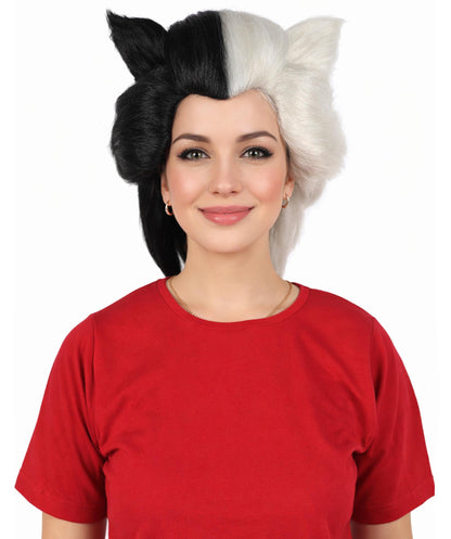 Women's Spiked Multicolor Long Hedgehog Wig with Ears  - Capless Cap Design