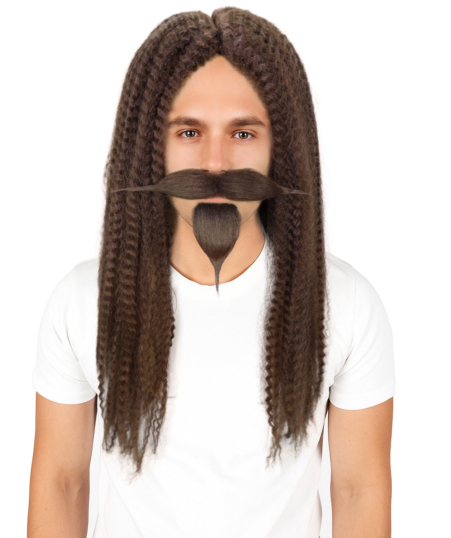 HPO Men's Curly Musketeer Wig Beard & Mustache Set | Multicolor Options | Halloween and Cosplay Wig | Flame-retardant Synthetic Fiber