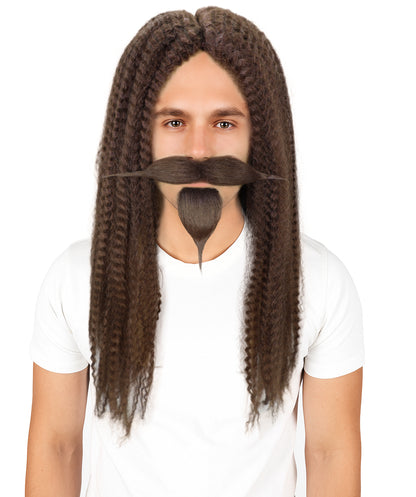 HPO Men's Curly Musketeer Wig Beard & Mustache Set | Multicolor Options | Halloween and Cosplay Wig | Flame-retardant Synthetic Fiber
