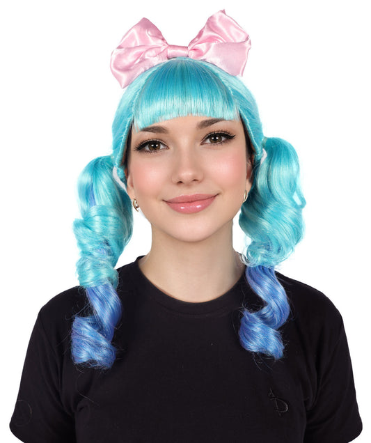 HPO Women's American Celebrity Multicolor Curly Ponytail Wig | Halloween and Cosplay Wig | Flame-retardant Synthetic Fiber