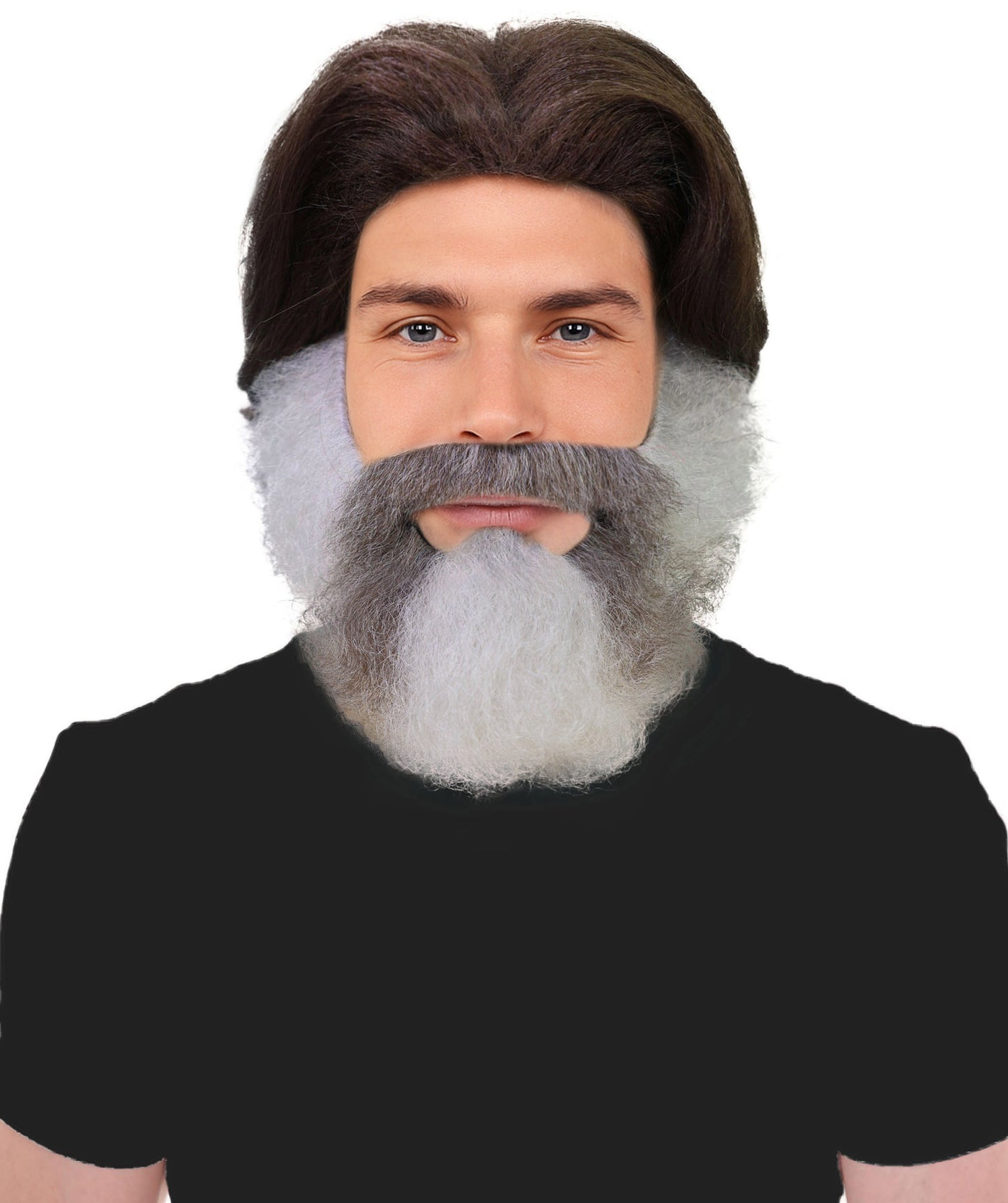 HPO Men's Wild Mountain Wig, Mustache & Beard Set – Rugged Synthetic Hairpiece for Costume Parties, and Festivals