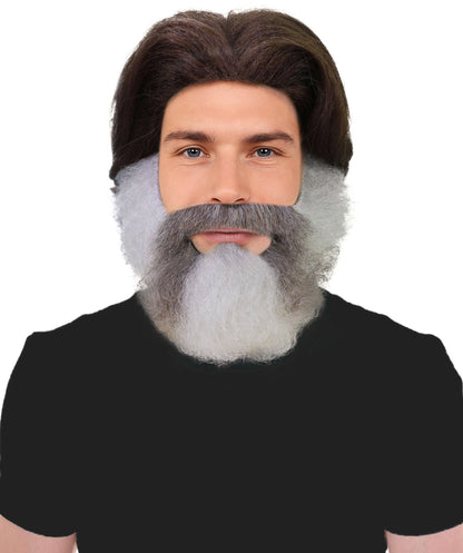HPO Men's Wild Mountain Wig, Mustache & Beard Set – Rugged Synthetic Hairpiece for Costume Parties, and Festivals