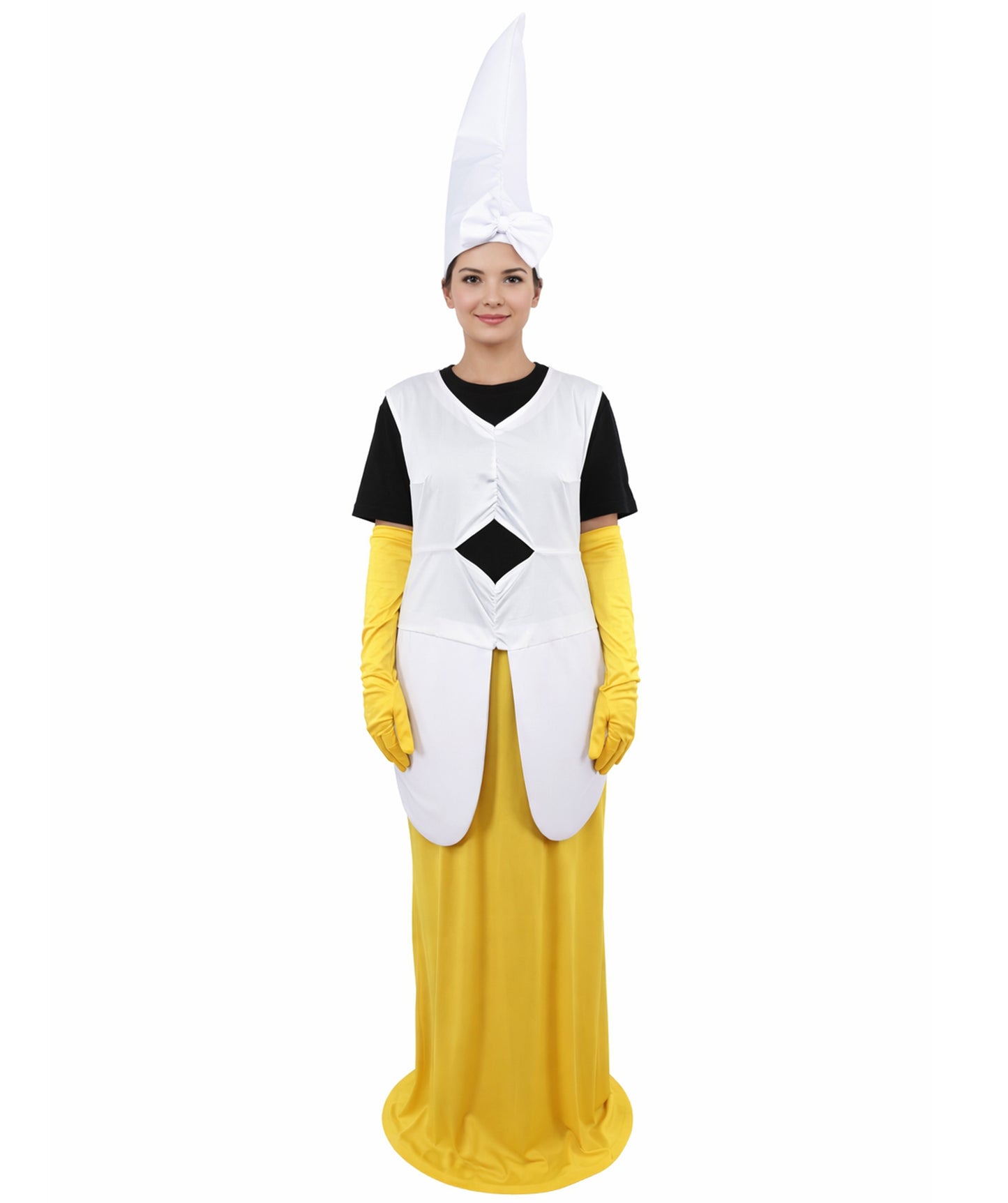 HPO Women's Fun Banana Costume – Yellow & White Playful Fruit Style Outfit – Soft Structured Design for Halloween & Cosplay Parties