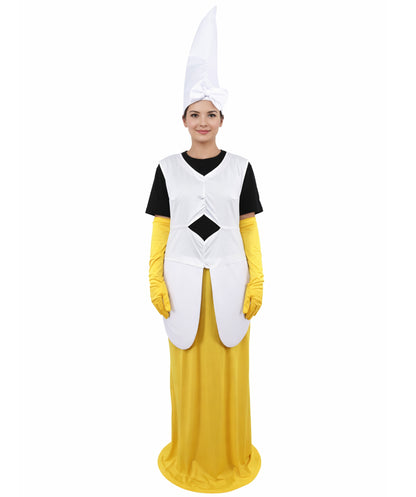 HPO Women's Fun Banana Costume – Yellow & White Playful Fruit Style Outfit – Soft Structured Design for Halloween & Cosplay Parties
