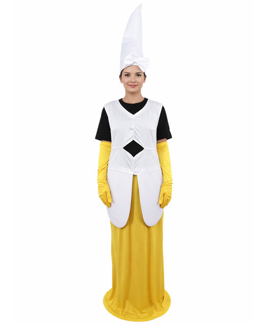HPO Women's Fun Banana Costume – Yellow & White Playful Fruit Style Outfit – Soft Structured Design for Halloween & Cosplay Parties