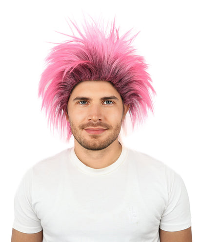 HPO Men's Party Punk Wig | Medium Spiky Multicolor Hairstyle with Adjustable Straps & Synthetic Fibers for Cosplay, Halloween, Carnival & Parties