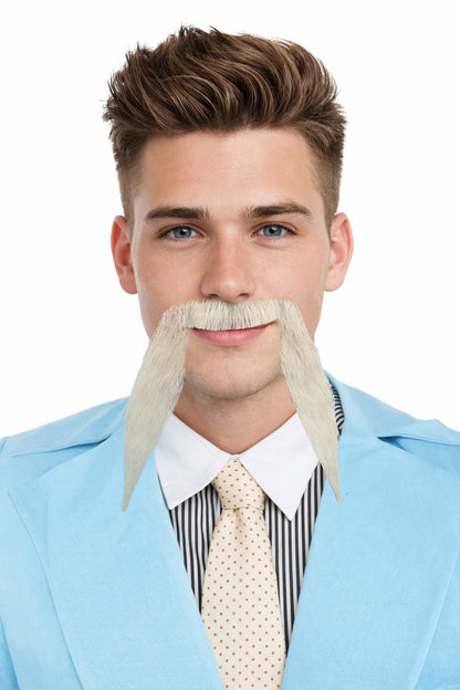 HPO Men's Synthetic Hair Long String Black Mustache Fancy Facial Hair Multiple Color Options