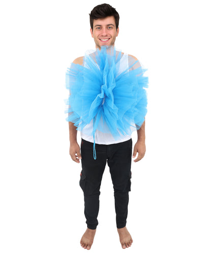 HPO Unisex Blue Shower Loofah Costume | Funny Bath Sponge Outfit with Tulle Mesh Design | Perfect for Halloween, Parties & Comedy Events
