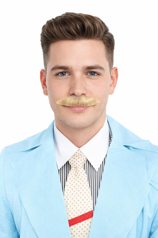 HPO | Premium Human Facial Hair Golden Mustache For Men | Multiple Colors Option