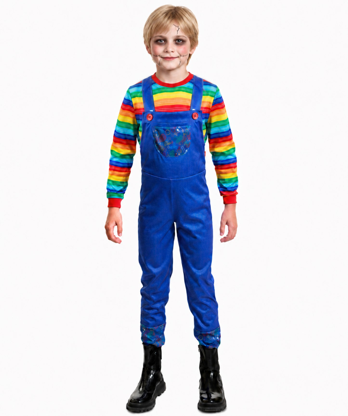 HPO Teen Evil Doll Multiple Costume | Ragged Dress with Doll Makeup Accessories | Creepy Doll Outfit for Halloween Costume Roleplay & Themed Events