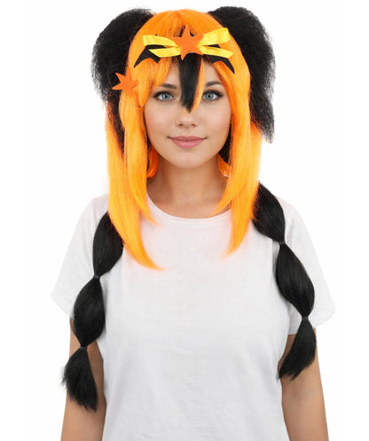 HPO Women's Romantic Multicolor Women's Princess Wig | Long Loose Ringlets with Half-Up Ponytail Styling | Fairytale Cosplay and Theatrical Productions.