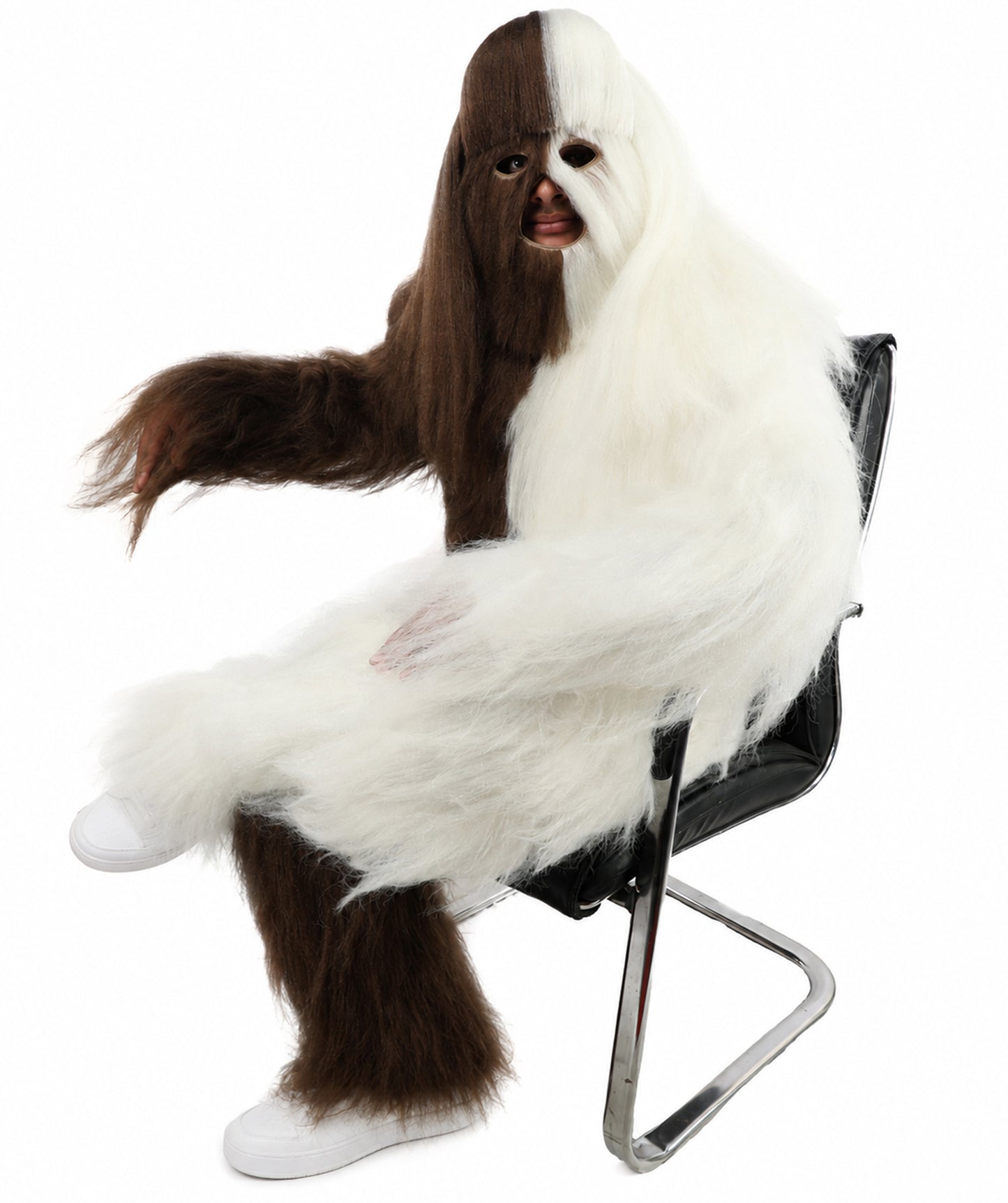 HPO  Extreme Hairy Person Two Part Costume, Mask and Bundle Set - Full-Body Hair Suit Extra-Long Costume Wig for Halloween, Cosplay & Parties - Multiple Color Options