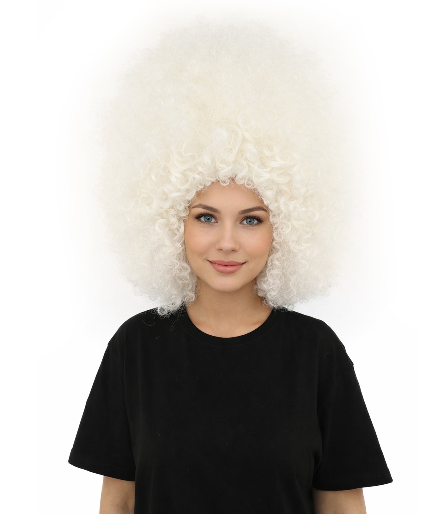 HPO Women's Giant White Glitter Afro Wig | Massive Puffy Sparkle Hair with Silver Sheen, Synthetic Fiber & Breathable Cap | Halloween, Troll Roleplay, 70s Disco Party, Theater & Funny Costume
