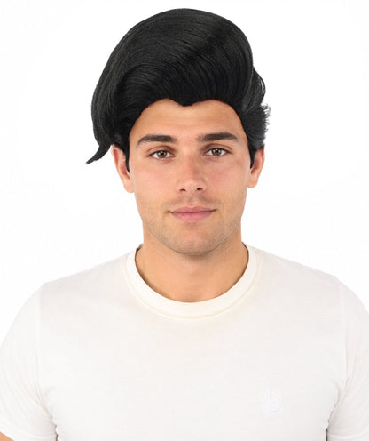 HPO Adult & Teen Men's Sleek Updo Theatrical Wig | Icy silver tone, create of synthetic fiber, striking swept front volume, breathable base | Party, Halloween, theater, drag, performance, costume events