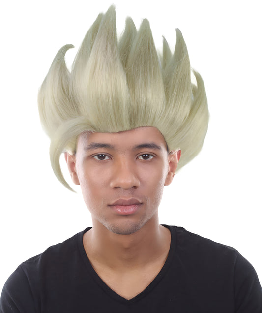 Anime-themed Blonde Spiky Wig for Men | TV/Movie Wigs | Premium Breathable Capless Cap| Flame-retardant Synthetic Fiber