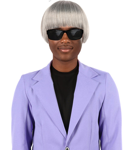 Adult Men’s Earfquake-Inspired Retro Blue Suit Costume & Multiple Bob Wig Bundle | Included sunglass | Bold Retro Look for Cosplay & Costume Events