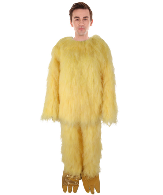 HPO Unisex Yellow Monster Mascot Costume, Mask and Bundle | Full Body Plush Furry Suit with Headpiece, Hands & Feet | Fun Cartoon Outfit for Halloween, Parades & Stage Performances